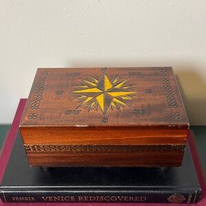 Enchanted World of Boxes Compass Design Wooden Keepsake Box